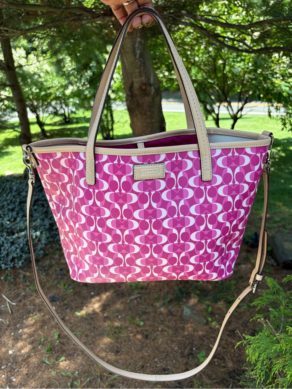 COACH Park Metro Dream C Small Tote F26201 Pink Signature Crossbody NWOT - Picture 13 of 14